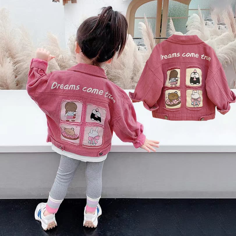 Girls Denim Jacket Stylish and Fashionable Spring Autumn 2026 New Children's Top Baby Girls Fall Clothing