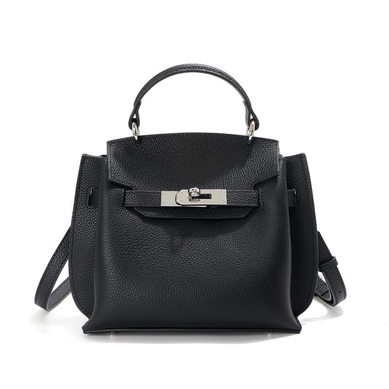 Togo Leather Top-Grain Cowhide Platinum Kelly Bag, Niche High-End Large Capacity Genuine Leather Women's Handbag Shoulder Tote for Commute
