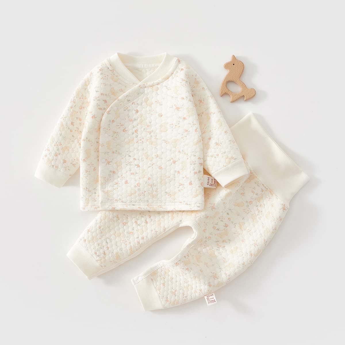 Baby Thermal Suit Set for Spring, Autumn, and Winter High-Waist Belly Protection Bodysuit Newborn Long-Sleeve Top and Pants Cotton-Padded Winter Wear