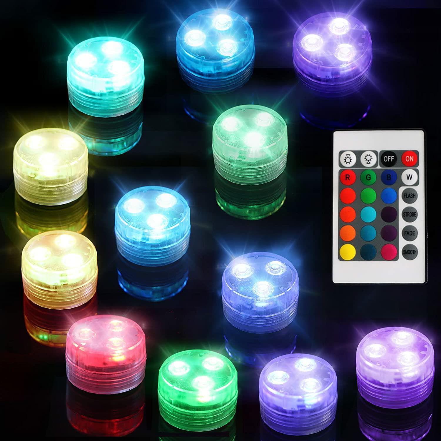 Small Rotary Knob Fish Tank Diving Led3 Lamp 5050 Infrared 24-key Remote Control Colorful Bathing Vase Floating Landscape Light