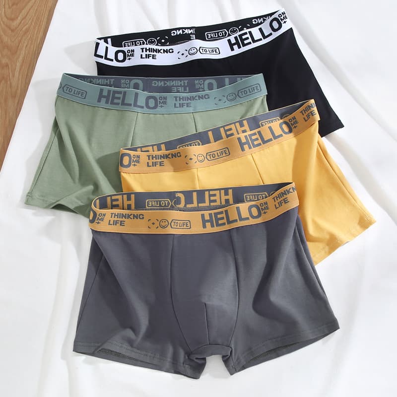 Men's Boxer Briefs Cotton Large Size Breathable Pure Cotton Underwear Youth Fashion Four-Corner Underpants