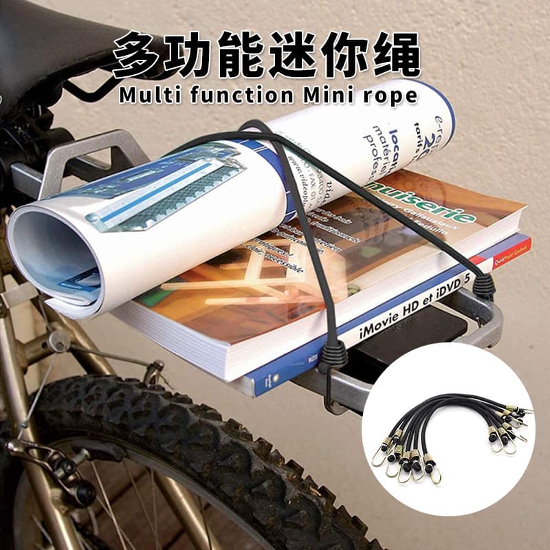 Cross-border 25cm latex metal hook mini rope binding strap packing belt tie-down luggage strap strong elasticity