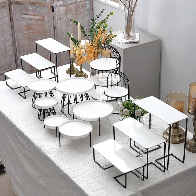 Minimalist Ceramic Dessert Stand Cake Display Tray Afternoon Tea Pastry Rack Cold Buffet Table Decoration for Opening Party