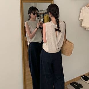 Ice Silk Apricot Cross Knit Top Women's Summer Camisole Vest Design Backless Trendy Slimming Sleeveless Top
