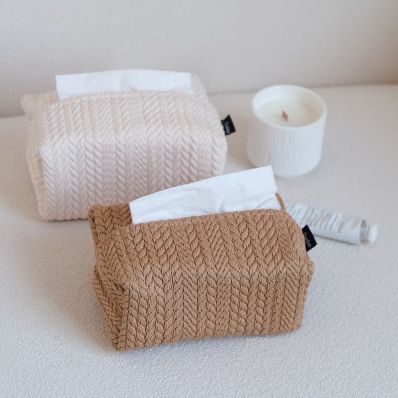 Nordic Instagram-style wheat grain texture tissue box, cream-colored fabric tissue holder for car, factory direct sales