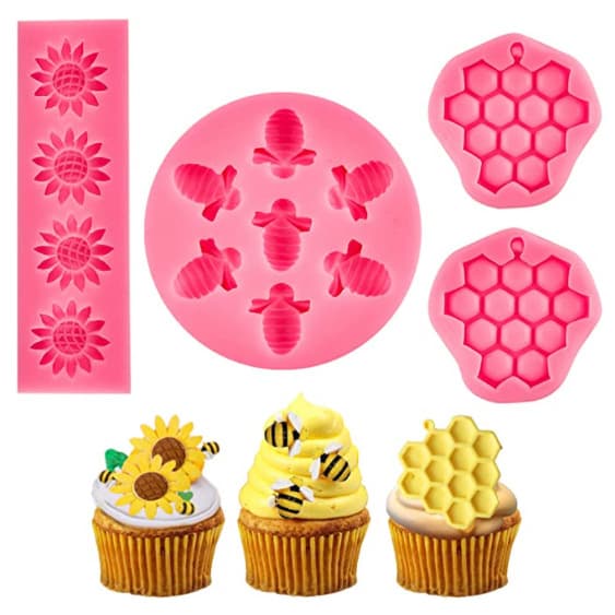 Honeycomb Bee Flower Silicone Mold Fondant Cake Chocolate Mold DIY Baking Silicone Mold