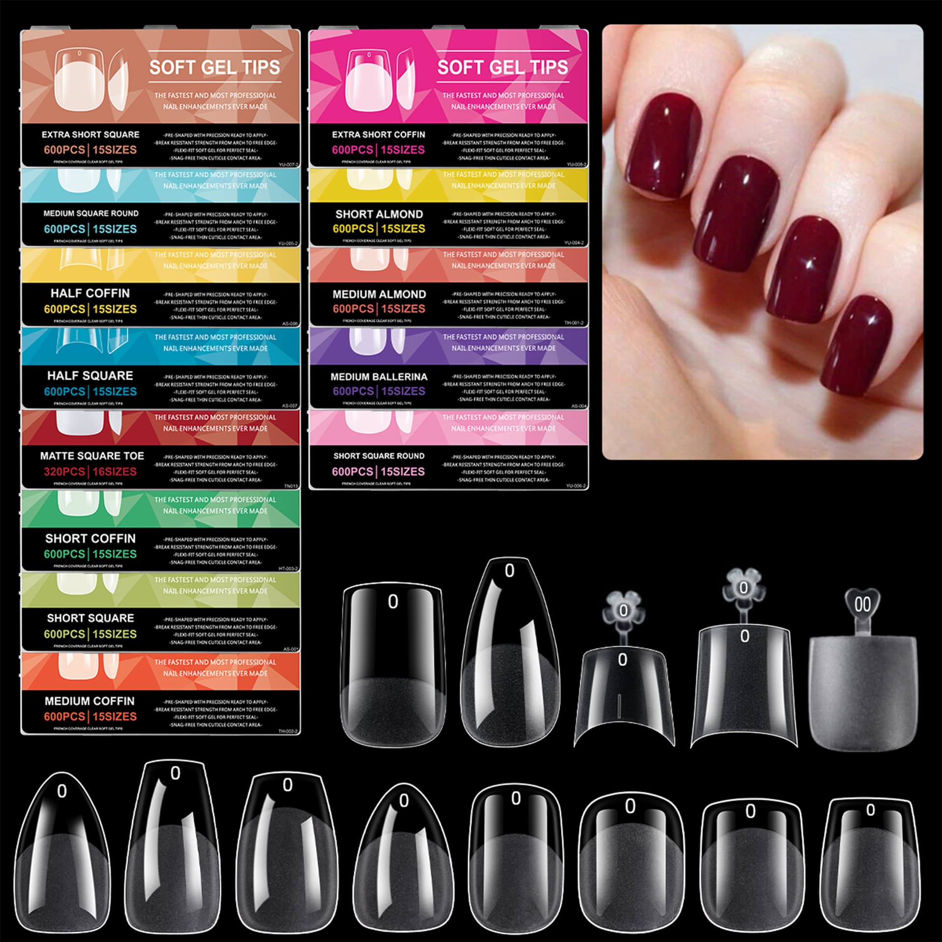 New Cross-border Nail Art Short Press-On Nails, No Filing Needed, European and American Matte False Nails, 600pcs Wholesale