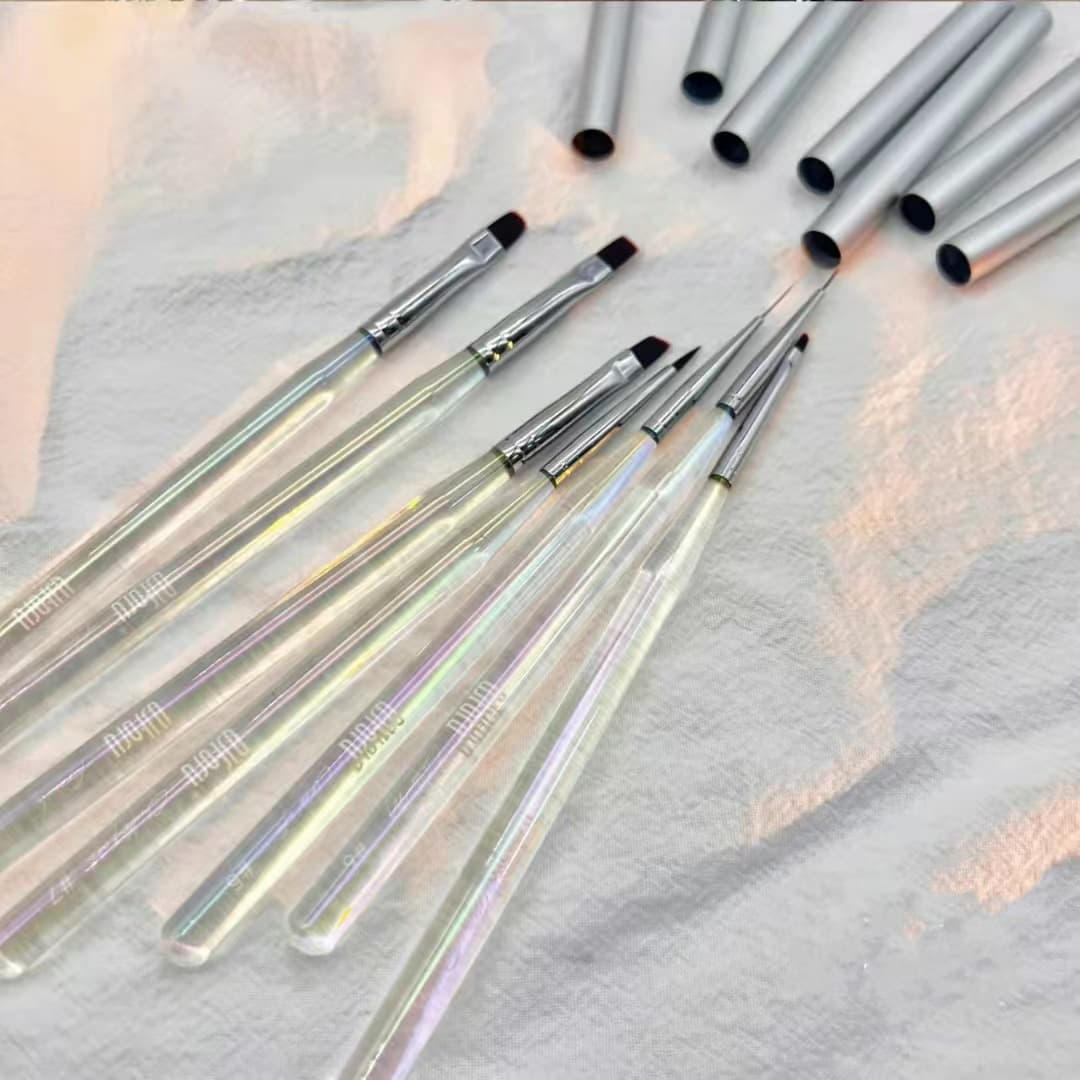 Nail Art Gel Brush Set Acrylic Round Brush Flat Brush Aurora Gradient Line Brush Japanese Nail Art Brush In Stock