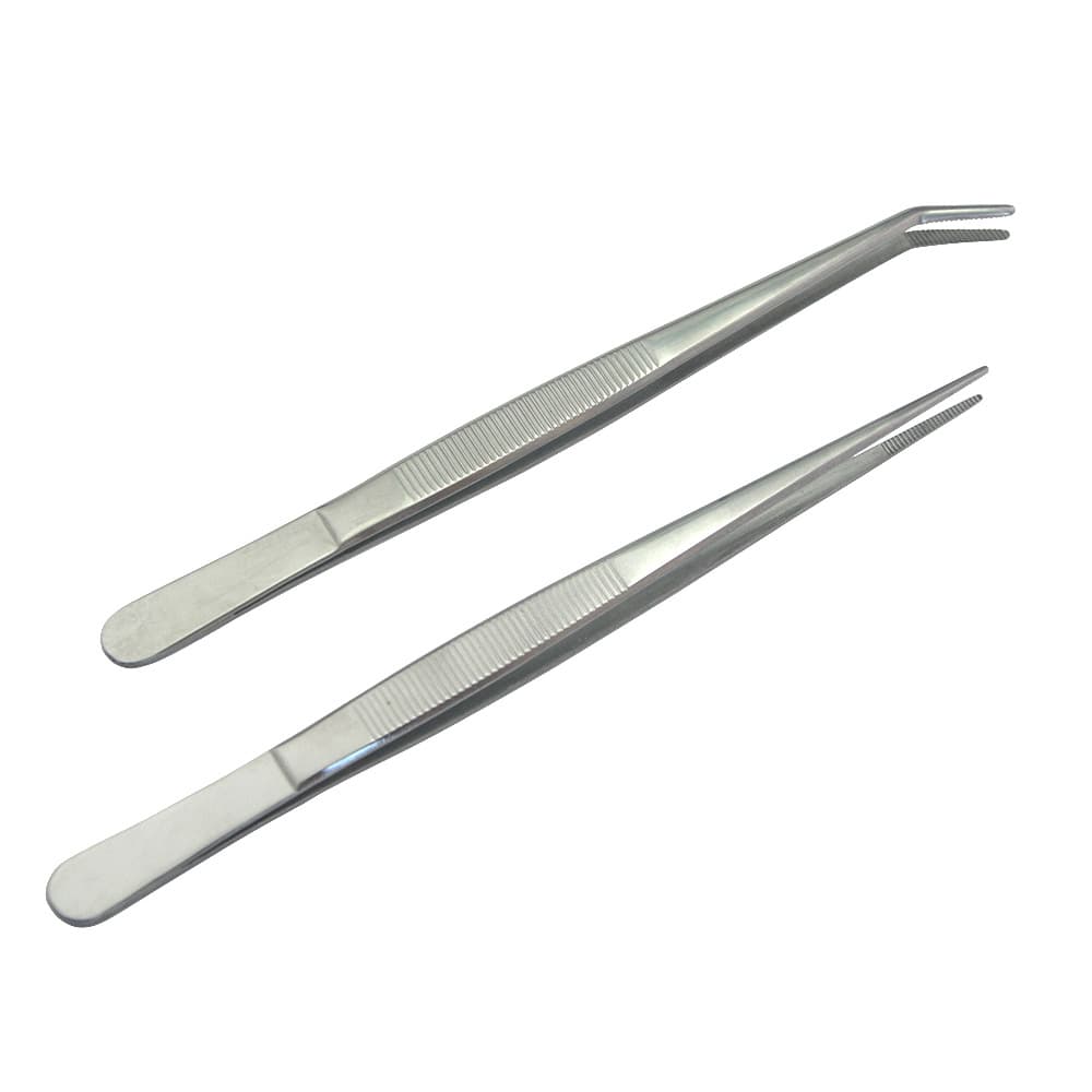 Stainless Steel Dental Tweezers Straight and Curved Tip Tweezers for Dental, Ophthalmic, and Tissue Use