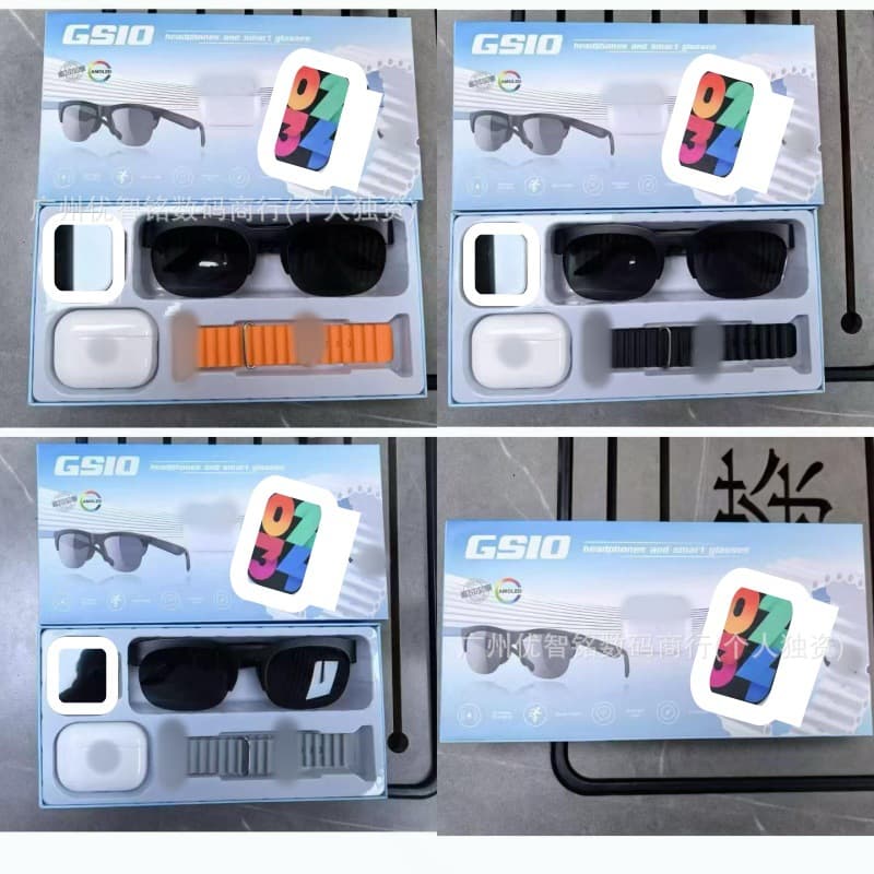 GS10 Smart Watch Bluetooth Headset Smart Glasses Set GS20 Bluetooth Call Sports Pedometer Health Monitoring