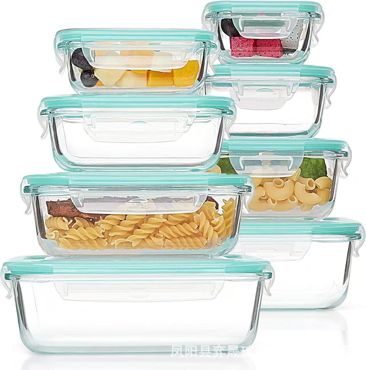 Rectangular Glass Lunch Box 8-Piece Set, Amazon Glass Bowl Microwave Safe, High Borosilicate Fresh-Keeping Set