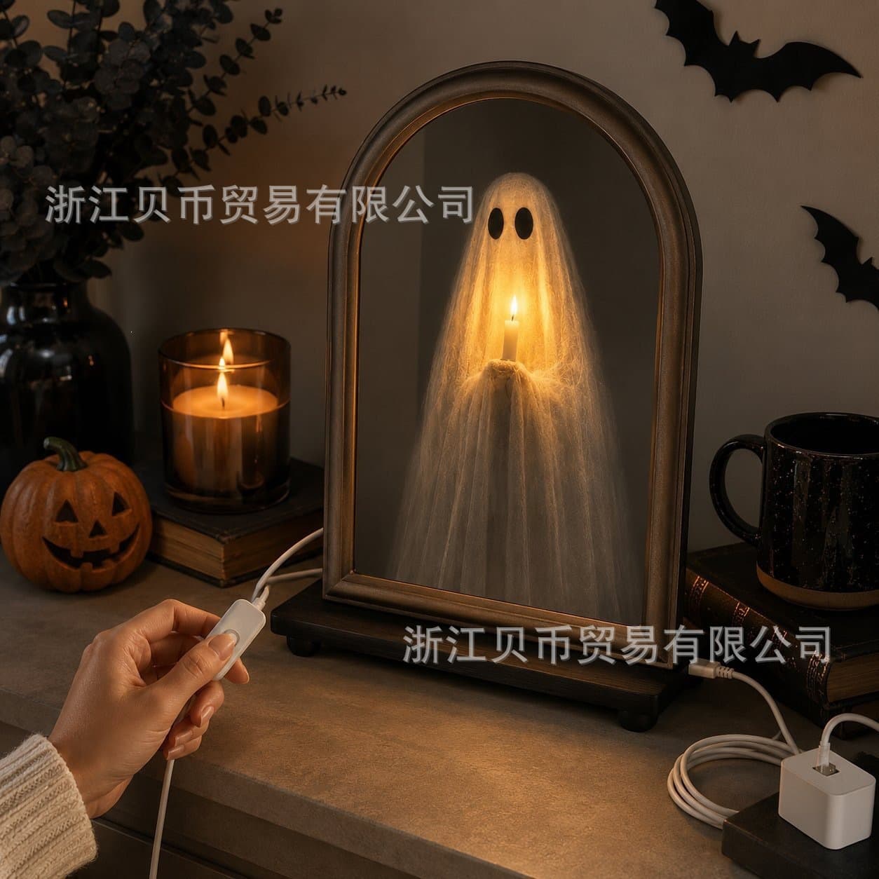 Halloween new ghost mirror Halloween Light Up Ghost Mirror luminous ghost mirror