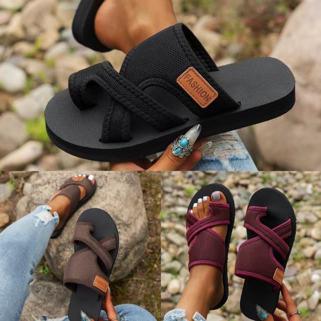 Summer New Large Size Women's Flat Sandals European and American Style Comfortable Breathable Beach Slippers for Women