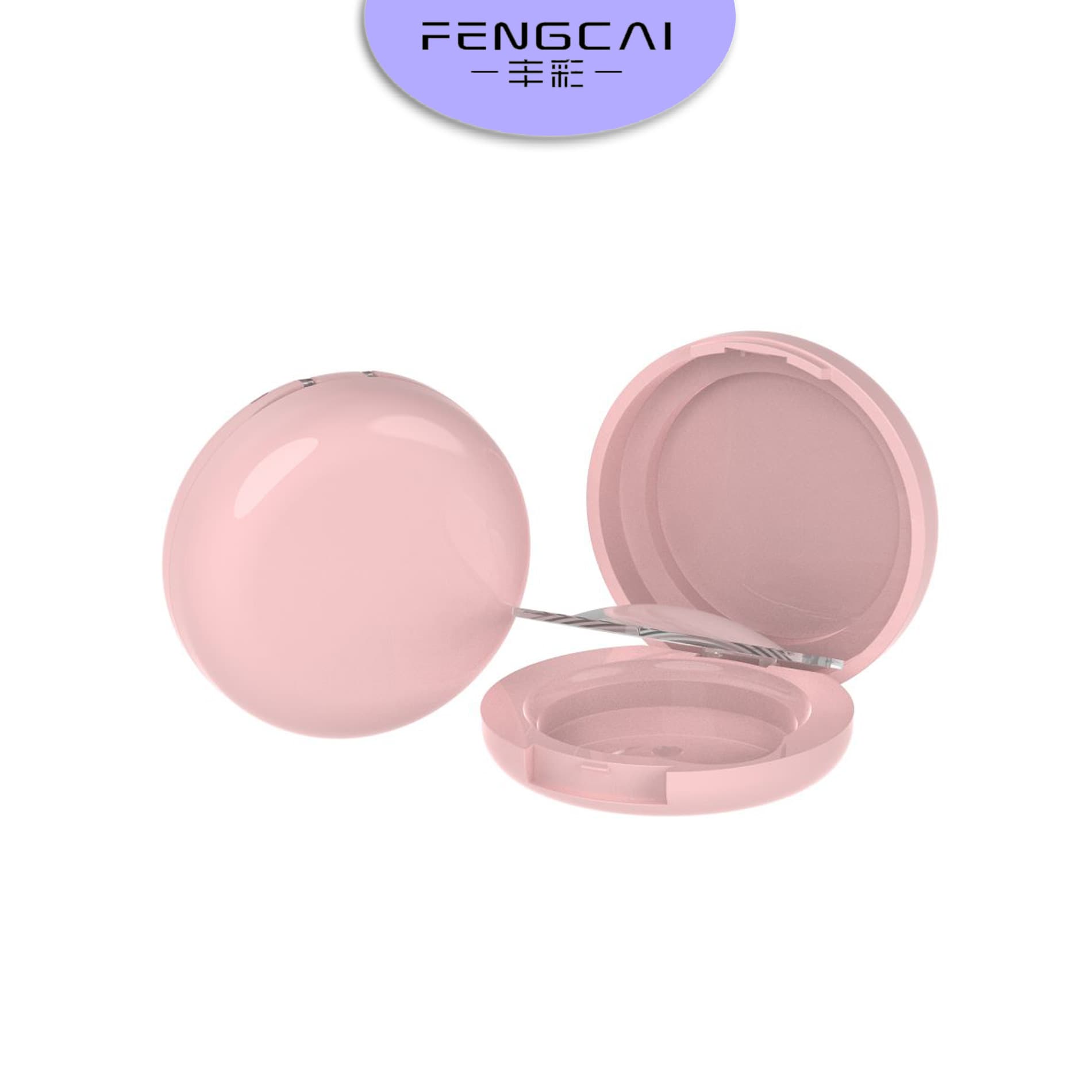 Round Flip-Top Macaron Blush and Highlighter Compact with Inner Lid, Double-Sided Dual-Color Multi-Use Cream Makeup Sub-Packaging