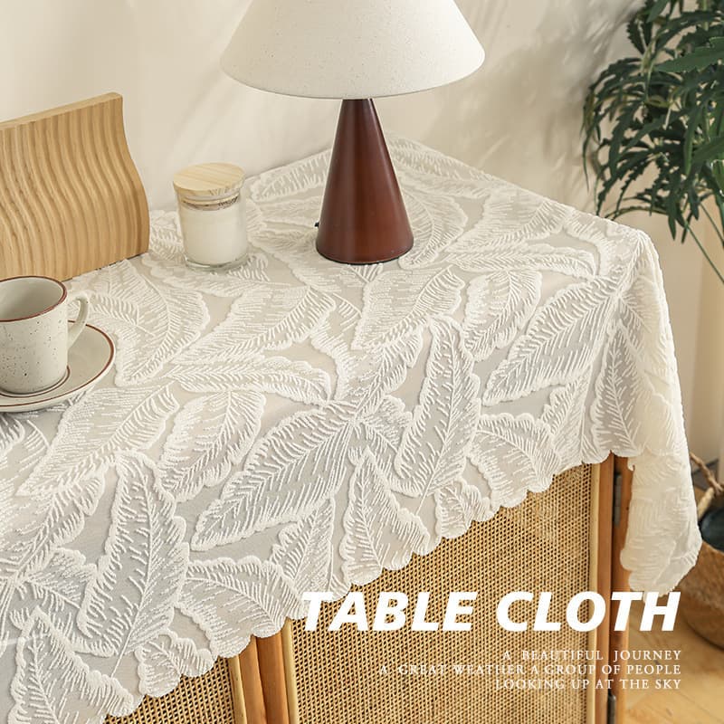French Country Style Lace Hollow Out Hook Needle Tablecloth Rectangular Tea Table Cover Cloth Background Art Polyester Material