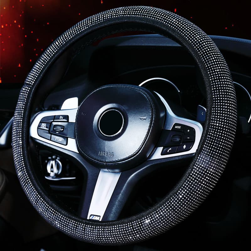 Car steering wheel cover full diamond hot drilling car handle cover without inner ring elastic car supplies