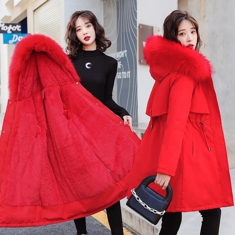 Women's Cotton Coat Winter 2026 New Korean Loose Fit Mid-Length Thick Parka Jacket Long Sleeve