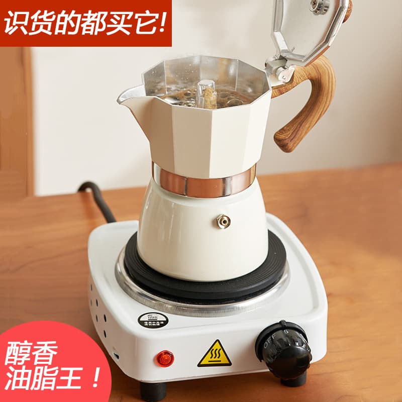 Home Mini Italian Moka Coffee Pot Outdoor Coffee Brewing Set Hand-Pour Dual Valve Distilled Ground Coffee Extractor