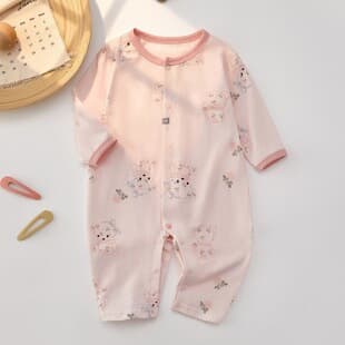 Cotton Baby Bodysuit Summer Thin Baby Girl Sweet Fresh Cute Long-Sleeve Outing Air Conditioning Wear