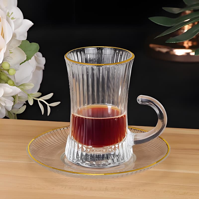 Foreign trade Turkish style glass handle cup black tea cup coffee cup kung fu tea set tea cup with handle wine glass broken handle