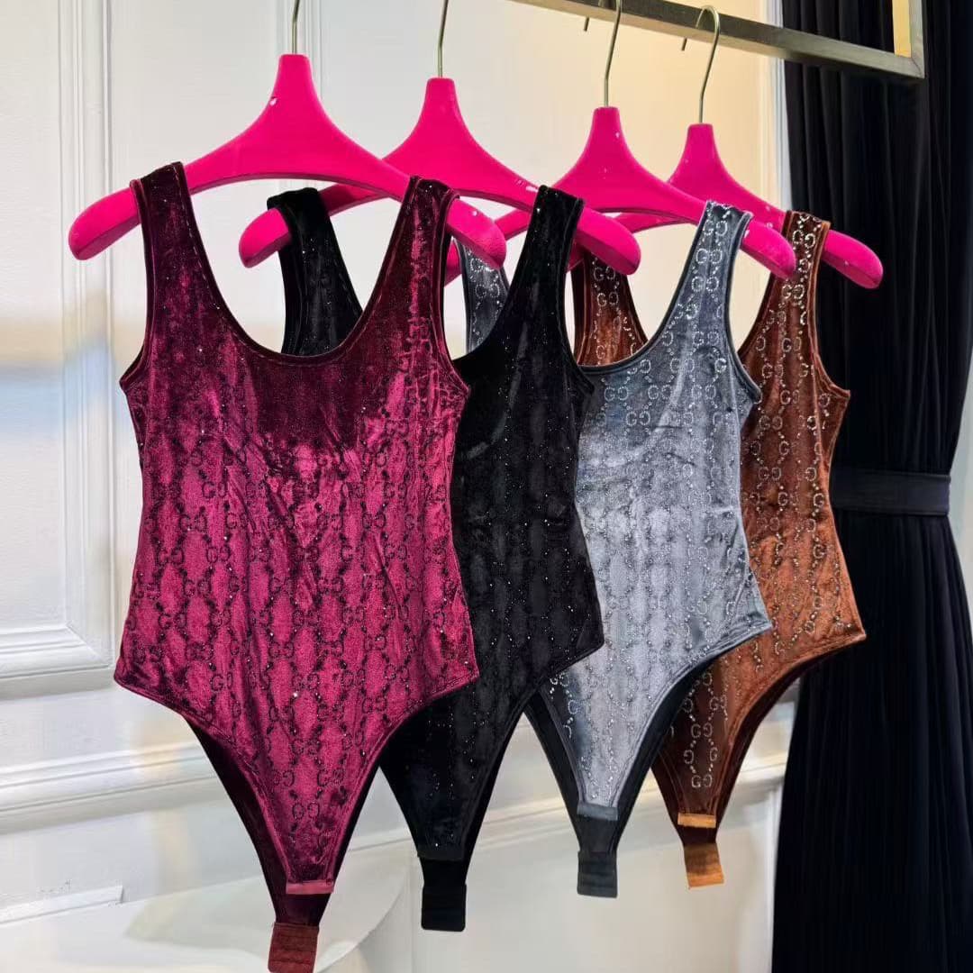 G Family 26 Early Spring Velvet Full Rhinestone New Women's Bodysuit Hip-Hugging Cross-Border High Quality