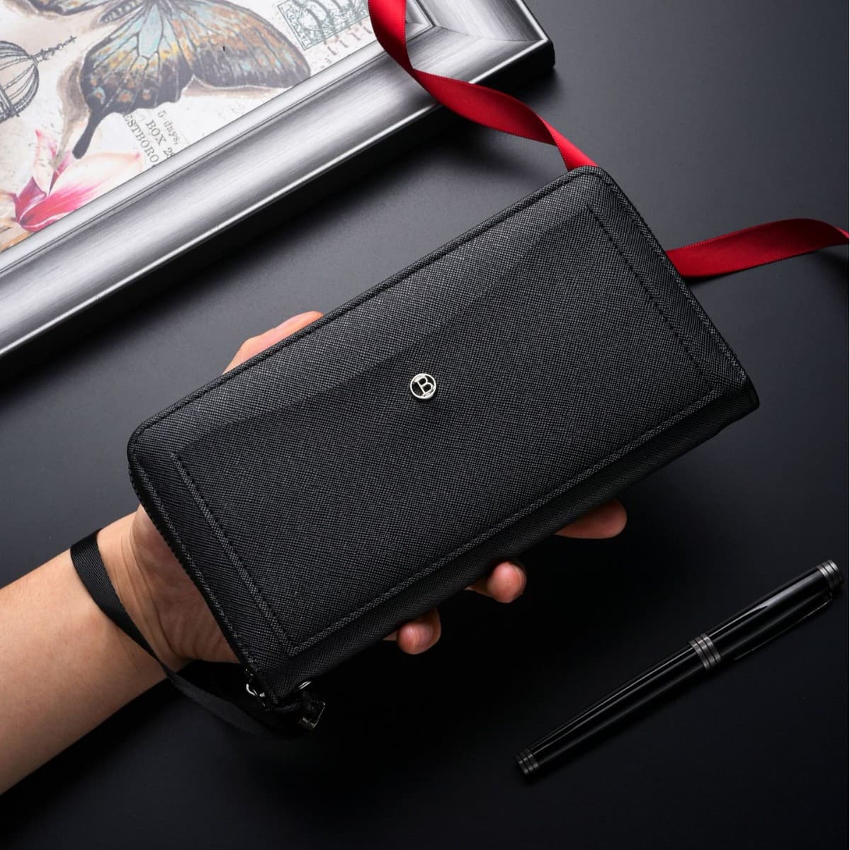 Men's Long Wallet for Foreign Trade, Large Capacity Business Clutch with Integrated Phone Pocket and Zipper, Wholesale from Amazon in Stock