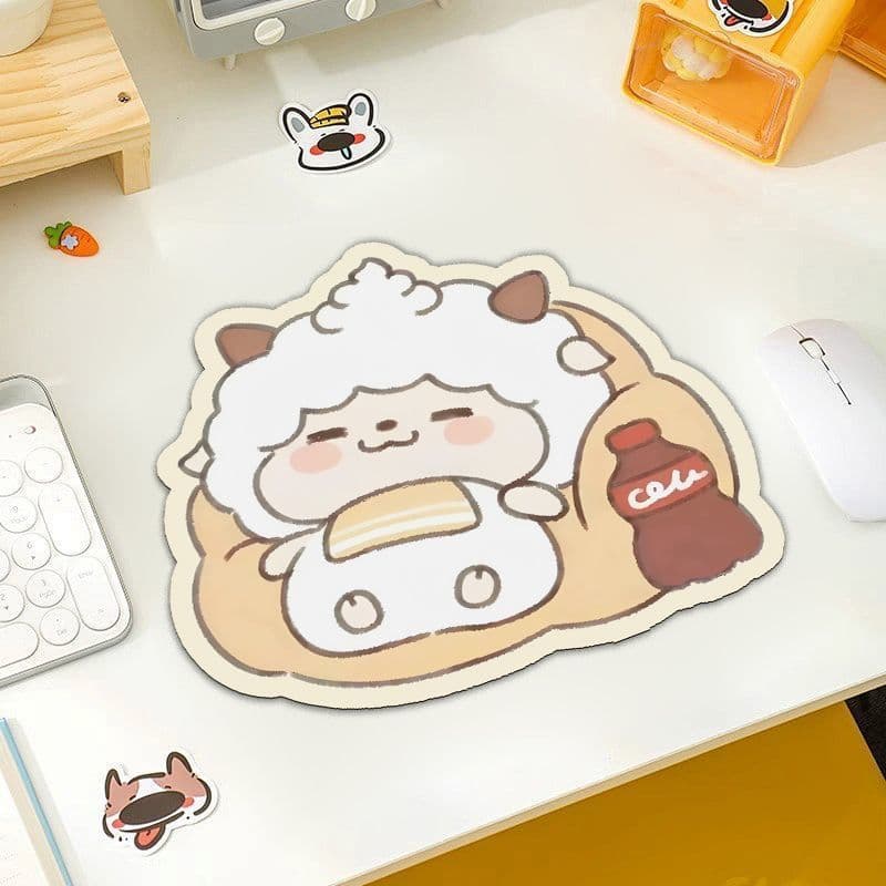 Office Desk Mat Laptop Keyboard Pad Lazy Sheep Shaped Non-Slip Mouse Pad Wrist Rest Dirt-Resistant Durable Pad