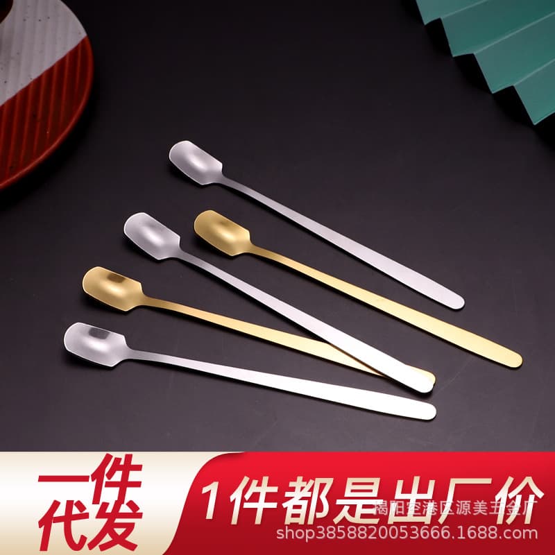 Creative stainless steel spoons for ice cream, coffee, desserts, milk powder, and honey, long-handled stirring spoons, gift items