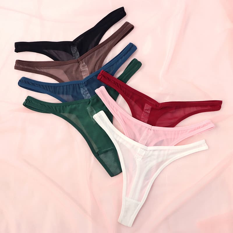 T1880 European and American cross-border thong, transparent sexy low-rise wholesale panties, women's T-back, plus-size with size options.