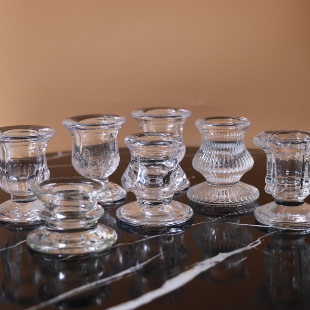 Nordic ins-style short-legged small candle holders, creative dining table atmosphere decoration glass candle holders, bedroom scented candles.