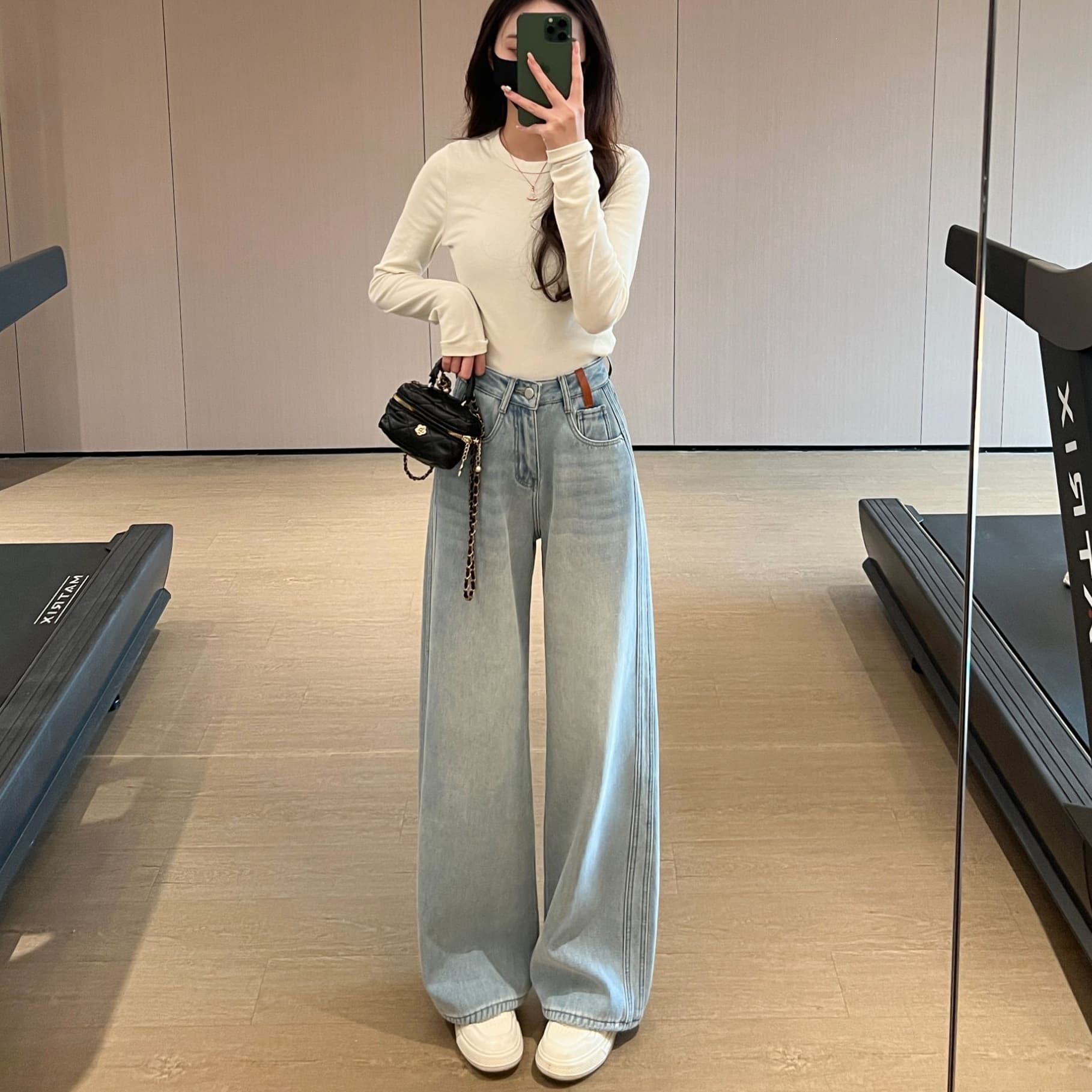 High-waist Spring New Distressed Loose Straight-leg Wide-leg Jeans 2026