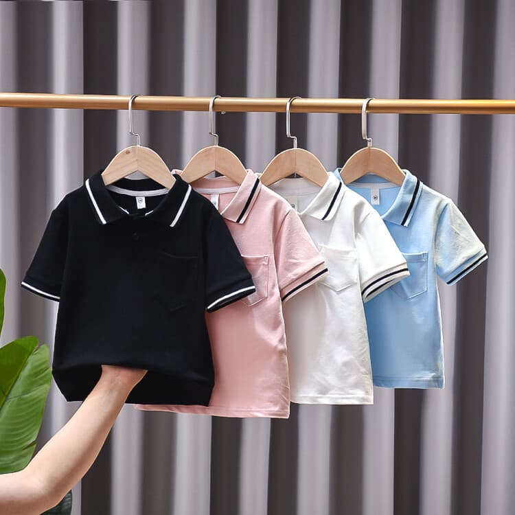 Summer Kids' Turn-Down Collar Polo Shirt New Style Short Sleeve Boys' T-Shirt Top Children's Polo Shirt