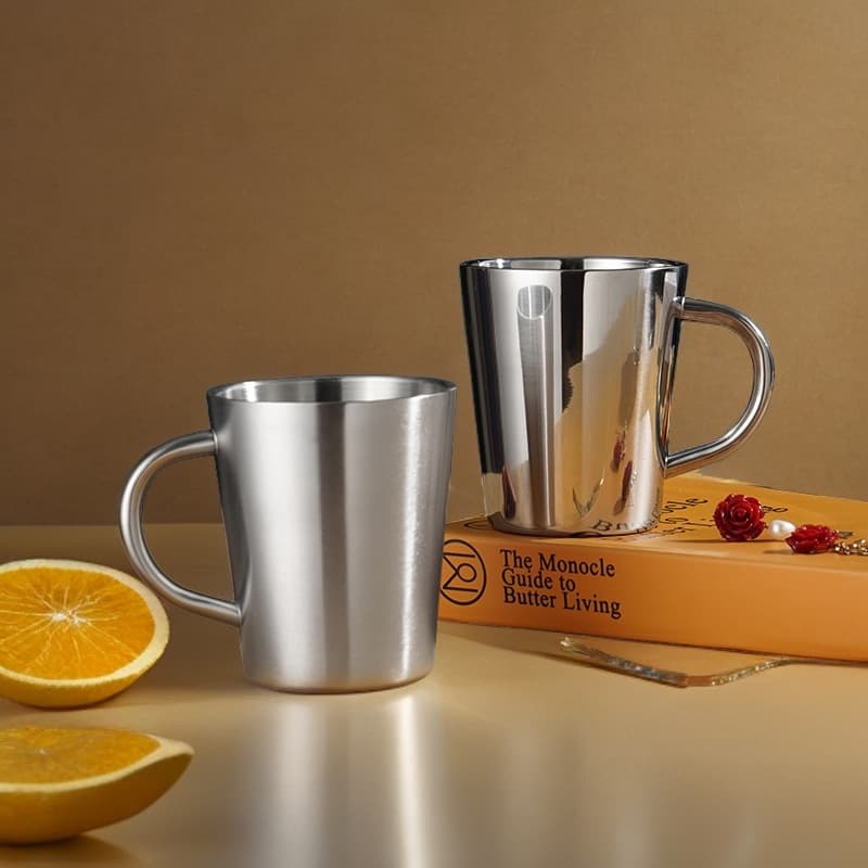 Double Layer 304 Stainless Steel Korean Style Beer Mug with Handle Restaurant Water Cup Coffee Mug Heat Insulation Cup Home Use