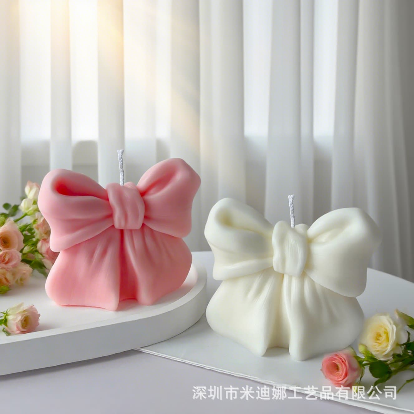 Three-dimensional bow scented candle ins style photo props romantic gift wedding arrangement souvenir candle