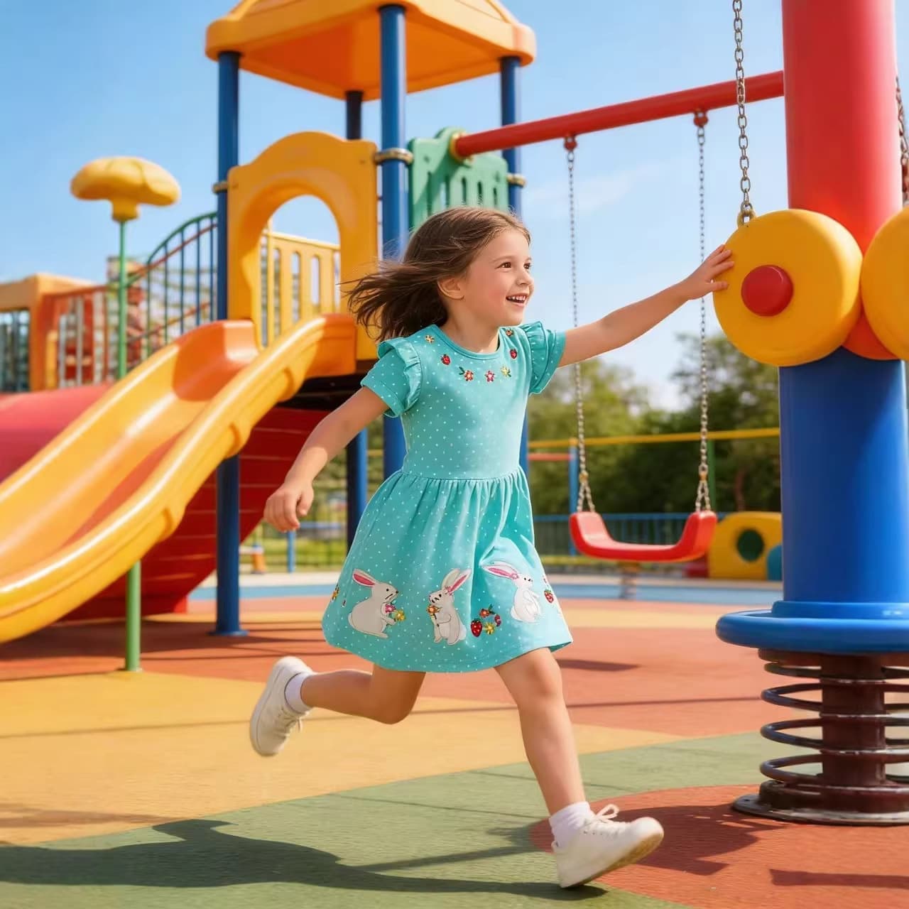 European and American Style Summer Girls' Knitted Dresses, Short-Sleeved Dresses for Children and Toddlers
