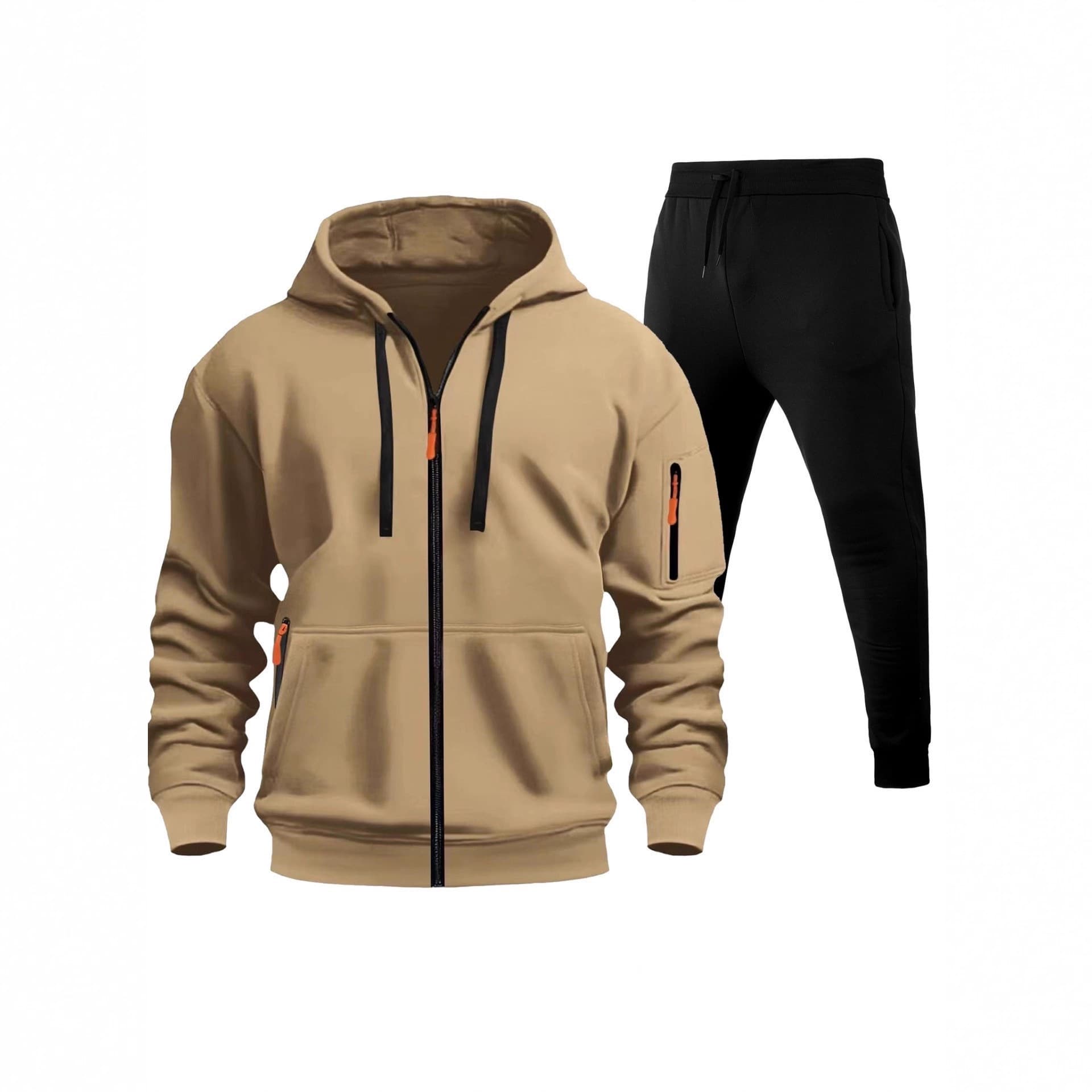 Cross-border new spring and autumn men's sweatshirt hoodie zipper multi-pocket cardigan sports casual sweatshirt suit