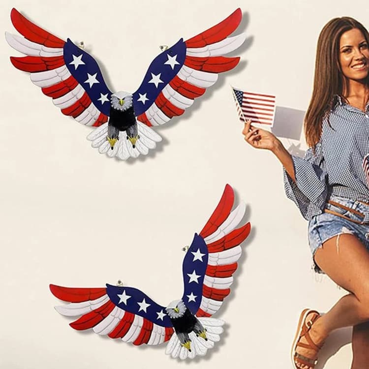Metal Wall Art Flying Eagle American Flag Iron Wall Hanging Decorative Painting US Eagle Flag Wall Decor