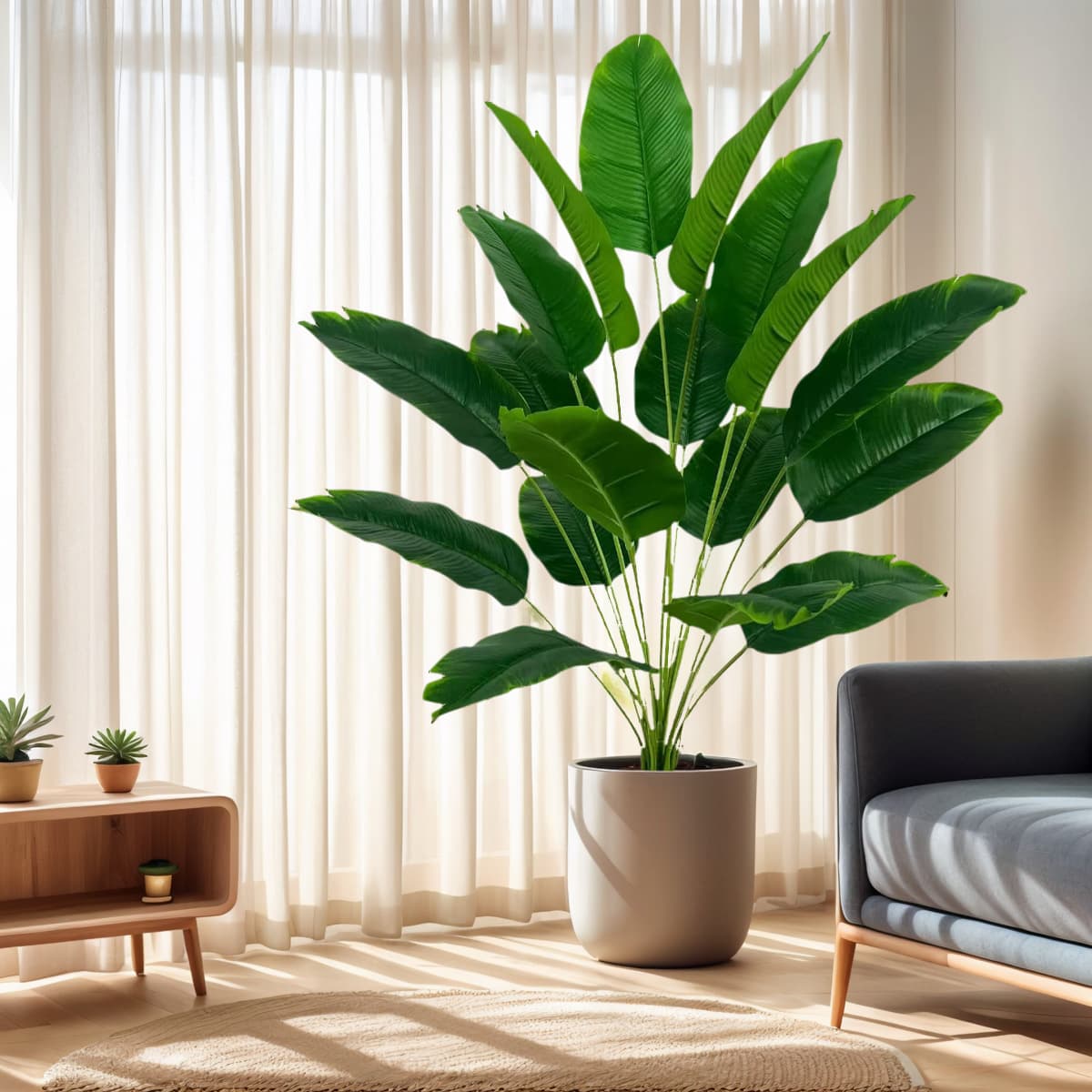 Cross-border Amazon Nordic Style Fresh Artificial Plant Green Camouflage Traveler's Palm Potted Fake Flower Decoration