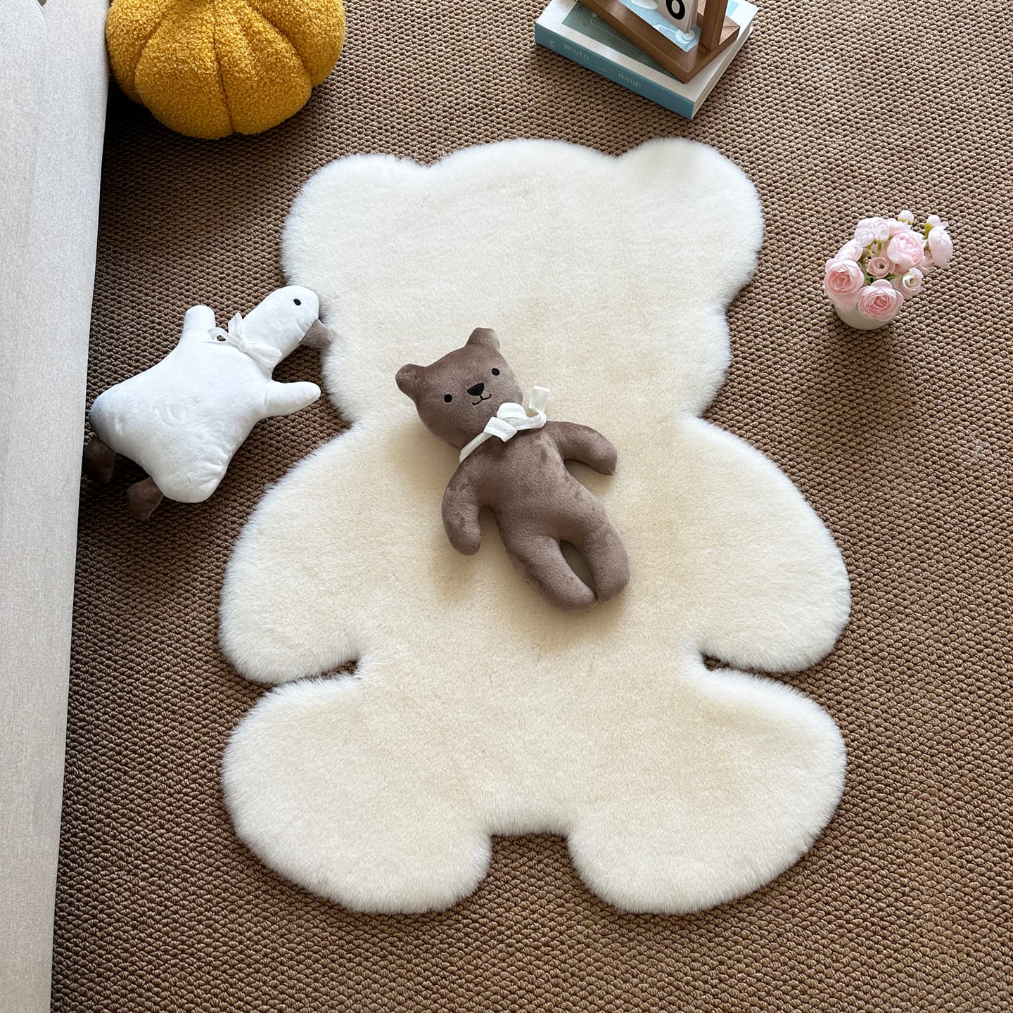 Rabbit Plush Children's Room Bear Carpet Cute Cartoon Floor Mat Bedroom Decoration Cartoon Bedside Cushion Sofa Plush Cushion