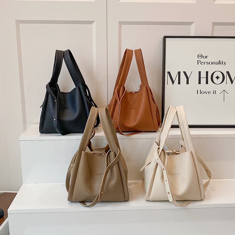 Cross-border female bag mother bag 2025 new vegetable basket simple handbag soft leather shoulder bag diagonal bucket bag