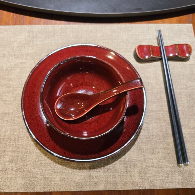 Festive Hotel Four-Piece Set Ceramic Table Setting Tableware Restaurant Club Restaurant Chinese Commercial Bowl Plate Dish Spoon Cup Set