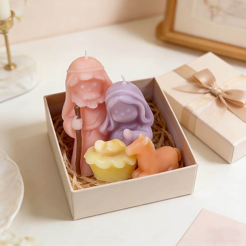 Small Holy Family Three-Person C Scented Candle Silicone Mold DIY Gypsum Resin Figurine Aromatherapy Stone Ornament Mold
