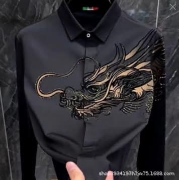2025 Spring/Autumn New Arrival Men's High-end Flying Dragon Print Shirt Luxury Fashion Casual Elegant Trendy.