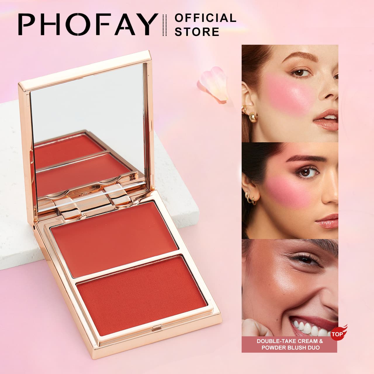 PHOFAY Cross-border Foreign Trade Contour Blush Highlighter 2-in-1 Shipped from the US