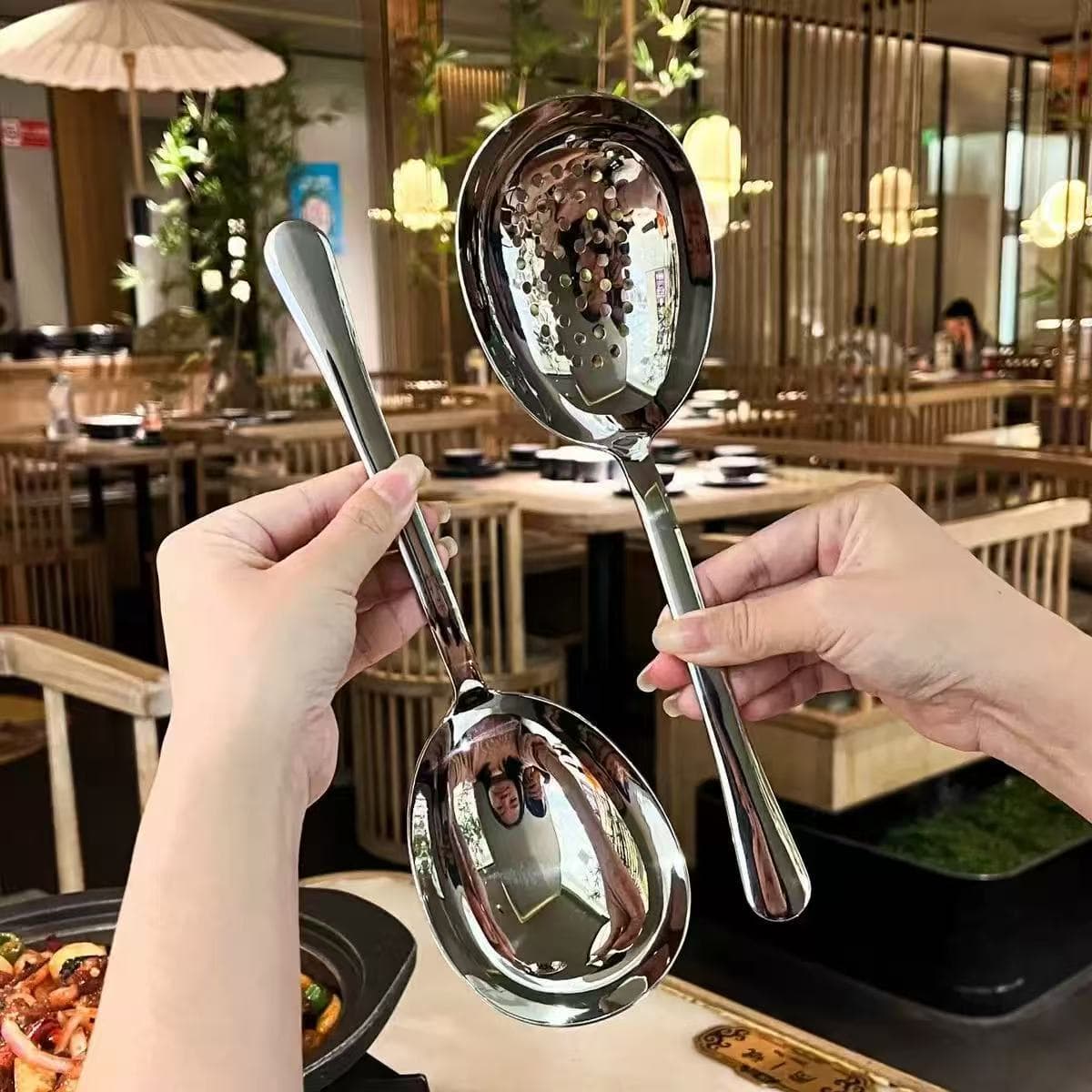 201 stainless steel goose egg spoon large hotel spoon long handle serving spoon household soup spoon public large colander