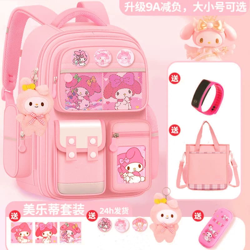 New Primary School Student Backpack for Girls, Spine Protection and Weight Reduction, Lightweight and Comfortable Children's Backpack for Grades 1 to 6