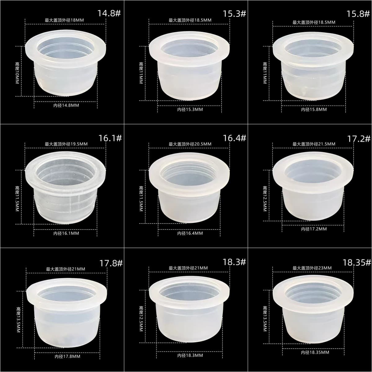 24-Tooth Plastic Inner Plug Inner Cap Transparent Sealing Plug Bottle Stopper Recessed Plug 8mm-42mm Tube Plug With/Without Holes 18-Tooth 20m