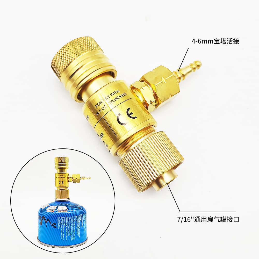 Oxygen Welding Gas Regulator MAPP Adapter 7/16" Flat Can Set Full Copper Explosion-Proof Gas Valve