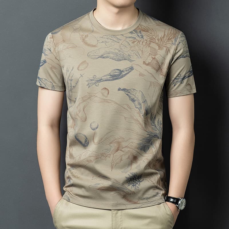 2026 Summer Printed Short Sleeve T-Shirt for Men, Sports Casual Thin Breathable Trendy New Round Neck Top