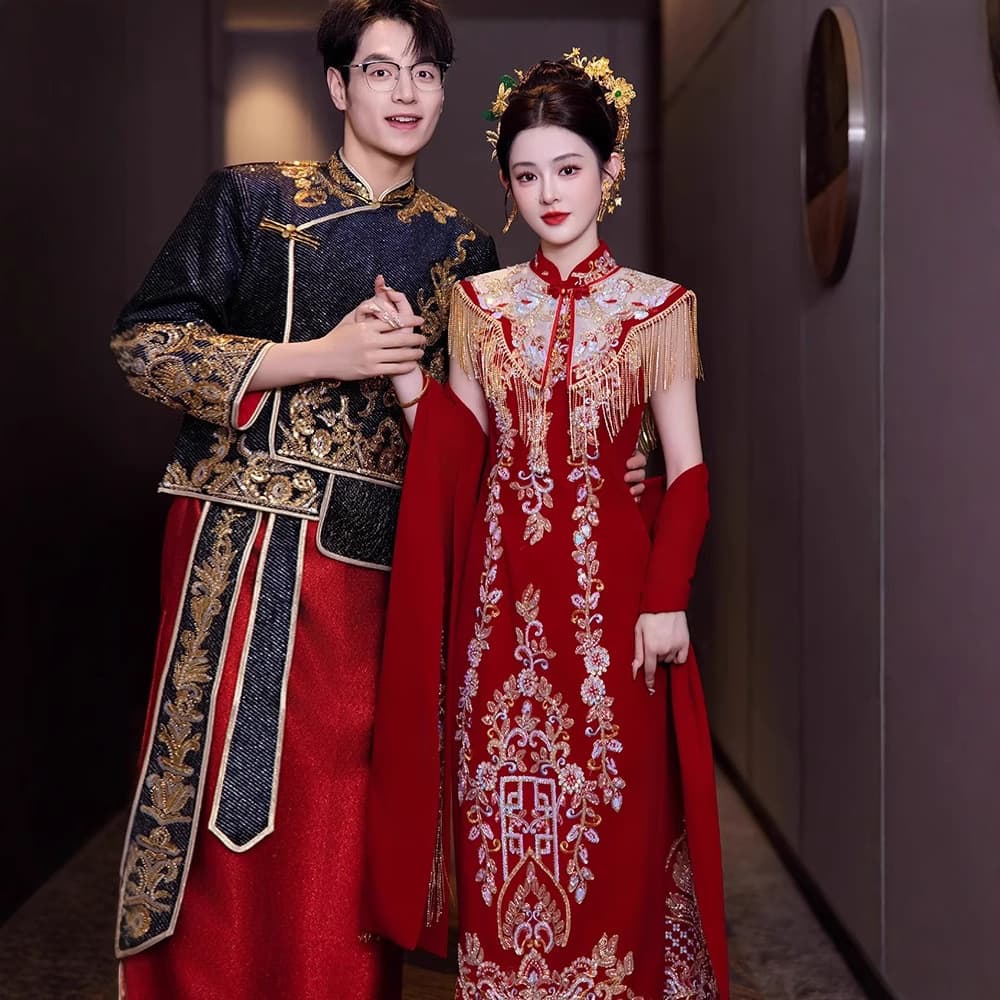 Xiuhe Suit 2026 New Red Cheongsam New Chinese Style Wedding Toast Dress Bride High-End Wedding Engagement Dress Women